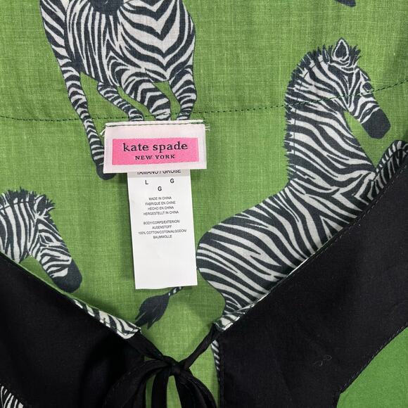 Kate Spade Zebra Print Green Tunic Top Cover Up Womens L Bitter Greens Nwt - Picture 11 of 11